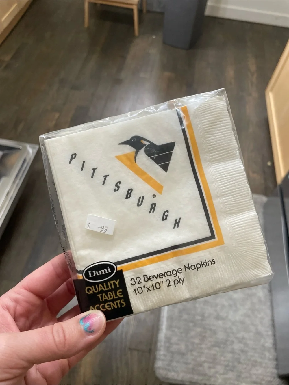Vintage 90s Pittsburgh Penguins Hockey 32 Beverage Bar Napkins New Package Duni